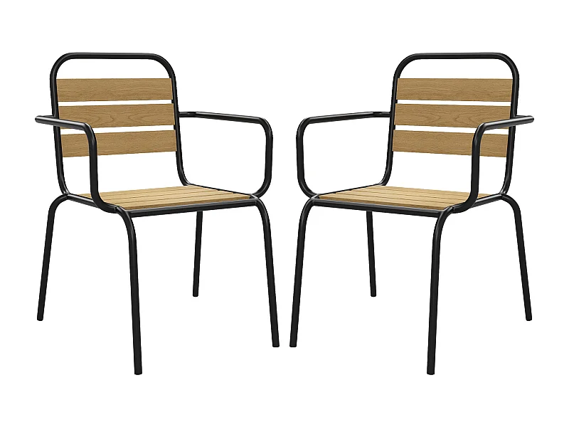Poltrona da giardino impilabile in polywood e metallo - Nero - Lotto di 2 - LYLIOS di MYLIA