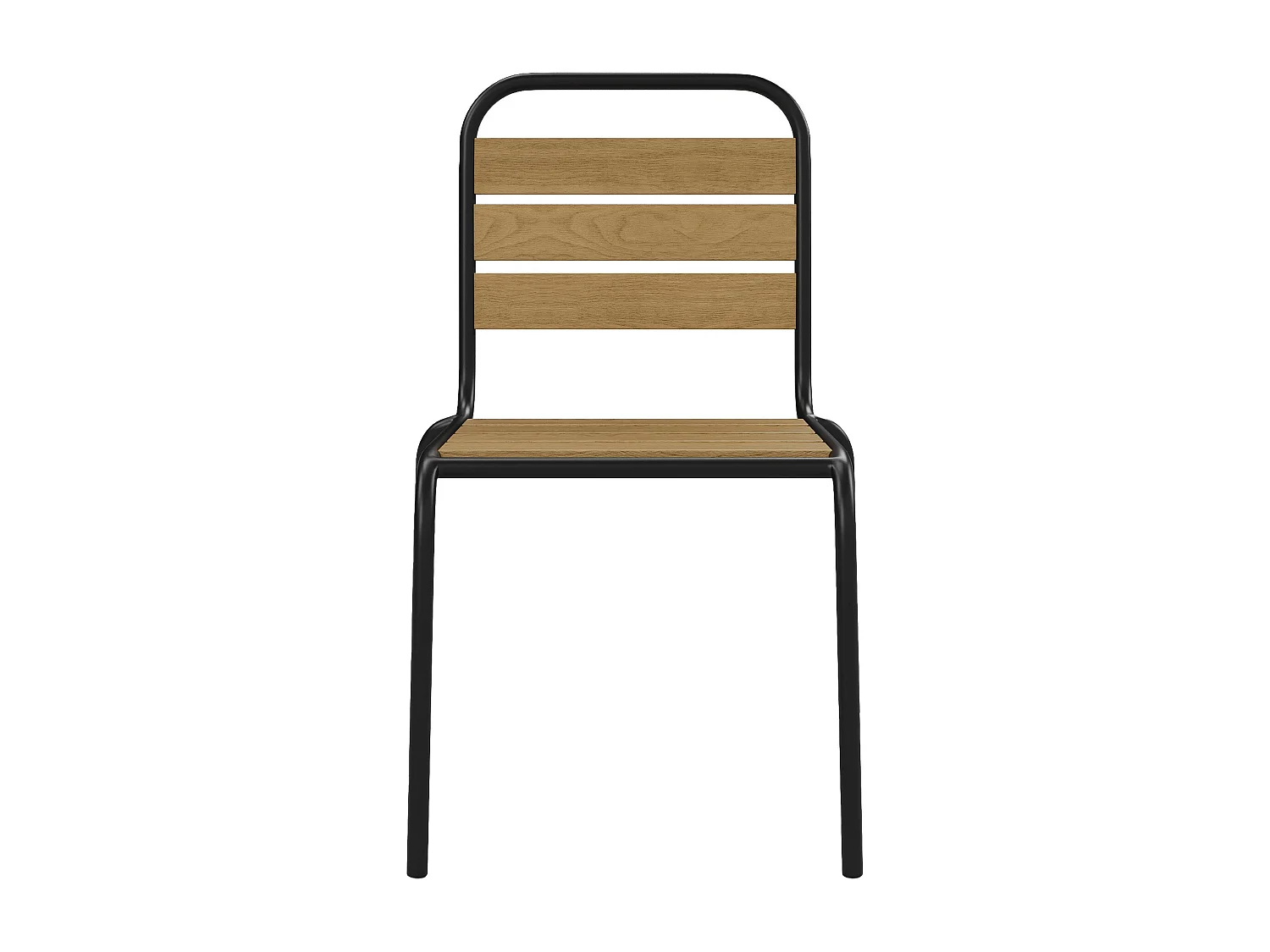 Gartenstuhl 2er-Set stapelbar - Polywood & Metall - Schwarz - LYLIOS de MYLIA