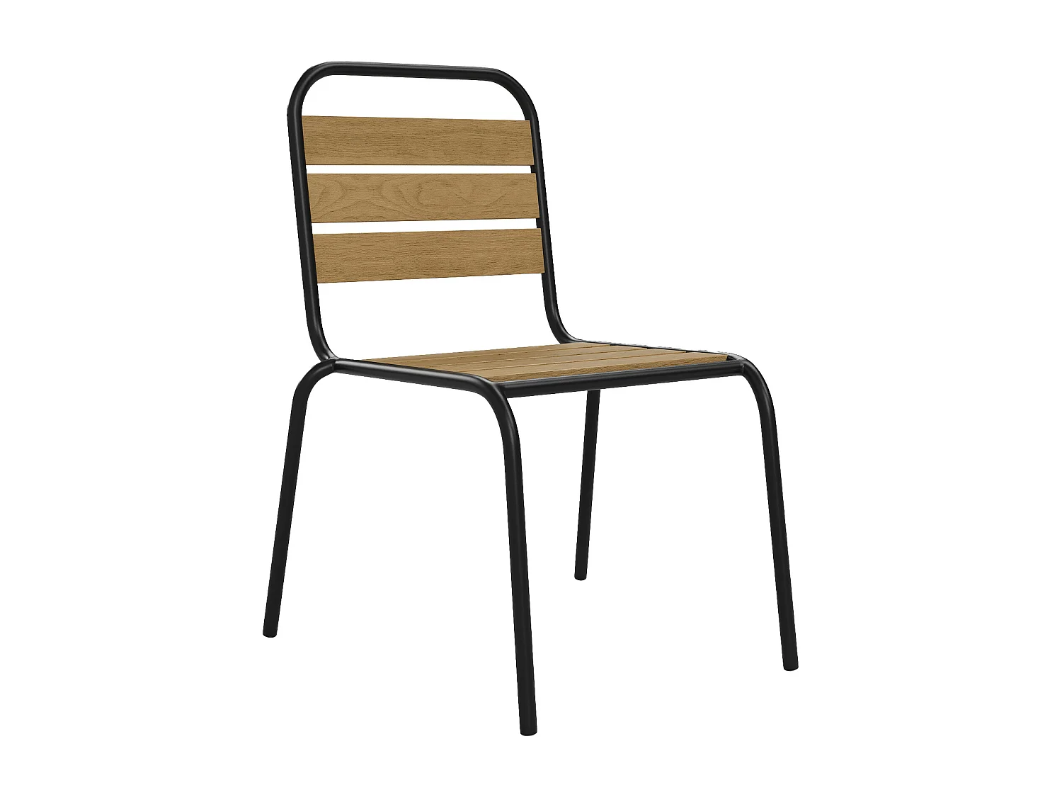 Garten-Essgruppe: Tisch L.70 cm + 2 stapelbare Stühle - Polywood & Metall - Schwarz - LYLIOS de MYLIA