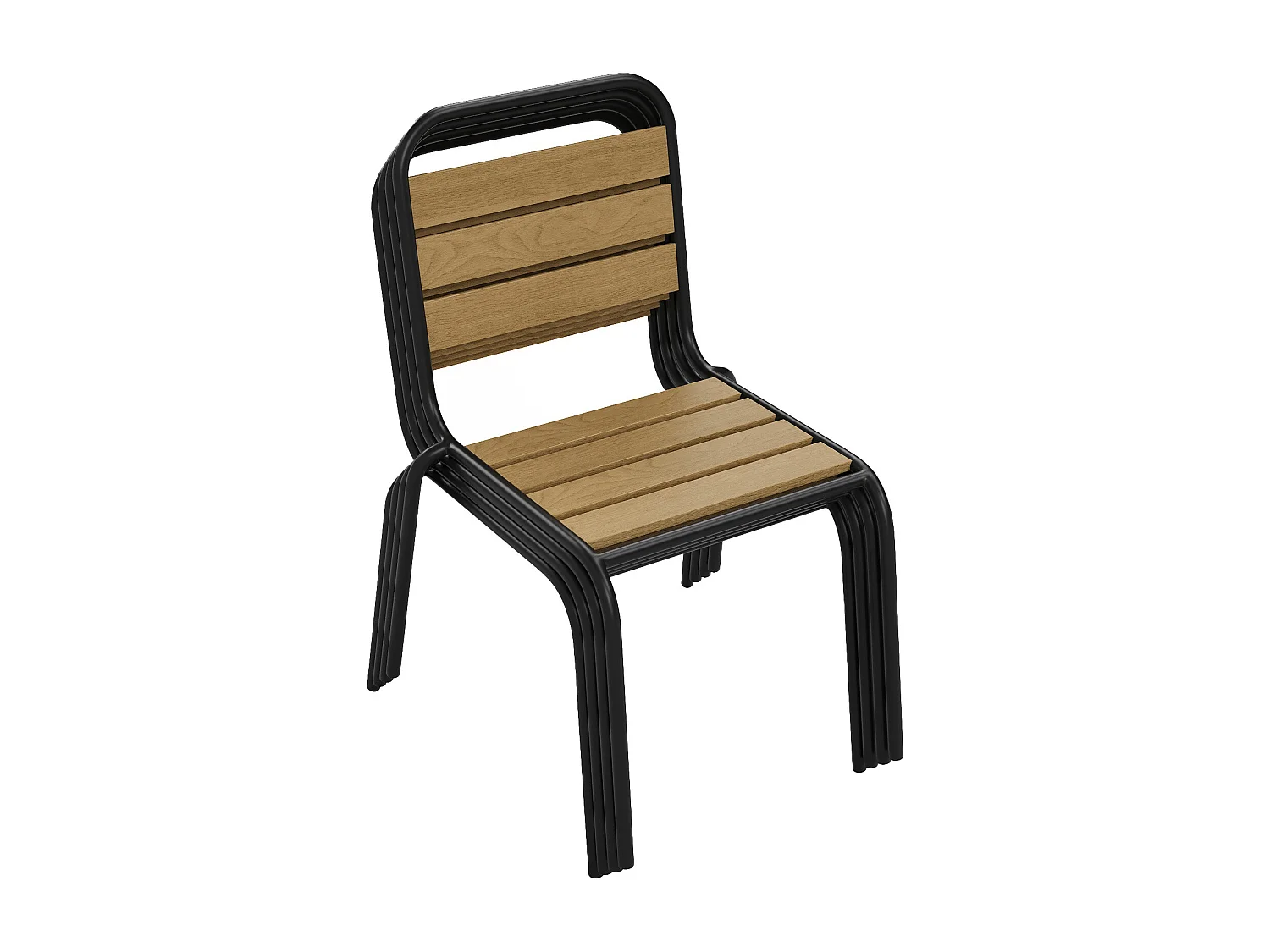 Garten-Essgruppe: Tisch L.70 cm + 2 stapelbare Stühle - Polywood & Metall - Schwarz - LYLIOS de MYLIA