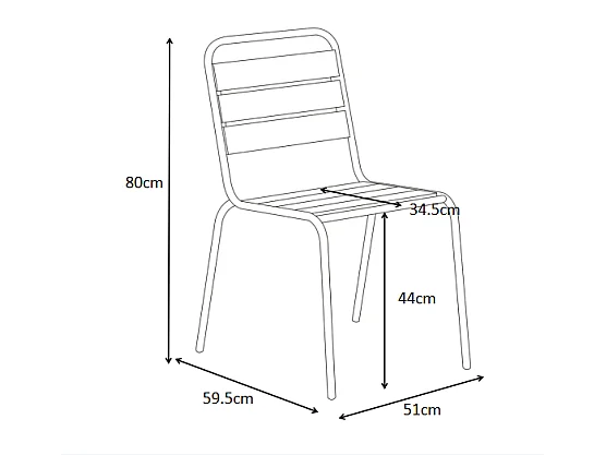 Salle à manger de jardin en polywood et métal : une table L.70 cm et 2 chaises empilables - Noir - LYLIOS de MYLIA