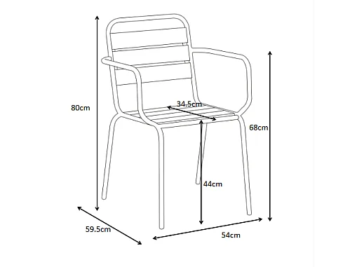Garten-Essgruppe: Tisch L.70 cm + 2 stapelbare Sessel - Polywood & Metall - Schwarz - LYLIOS de MYLIA