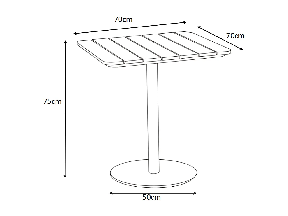 Garten-Essgruppe: Tisch L.70 cm + 2 stapelbare Sessel - Polywood & Metall - Schwarz - LYLIOS de MYLIA