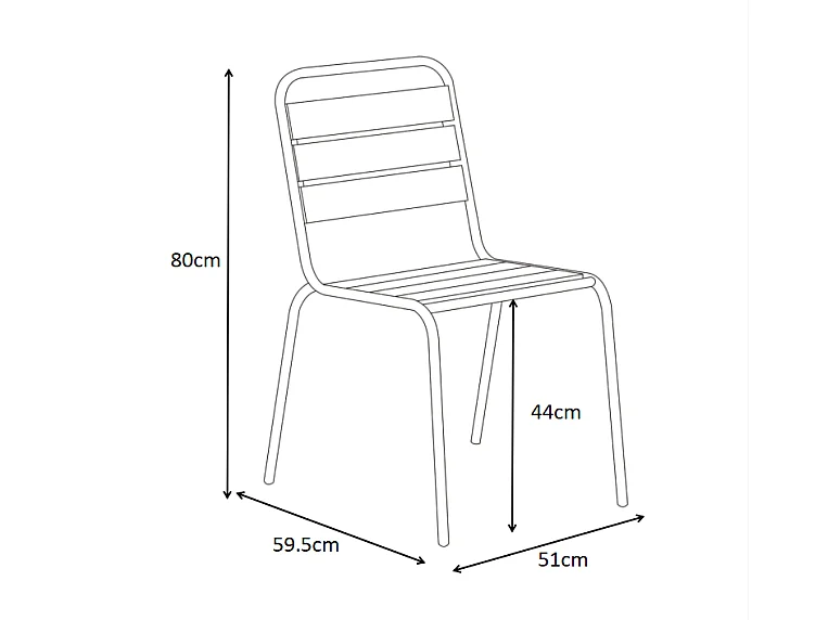 Salle à manger de jardin en métal - une table L.70 cm et 2 chaises empilables - Terracotta - MIRMANDE de MYLIA