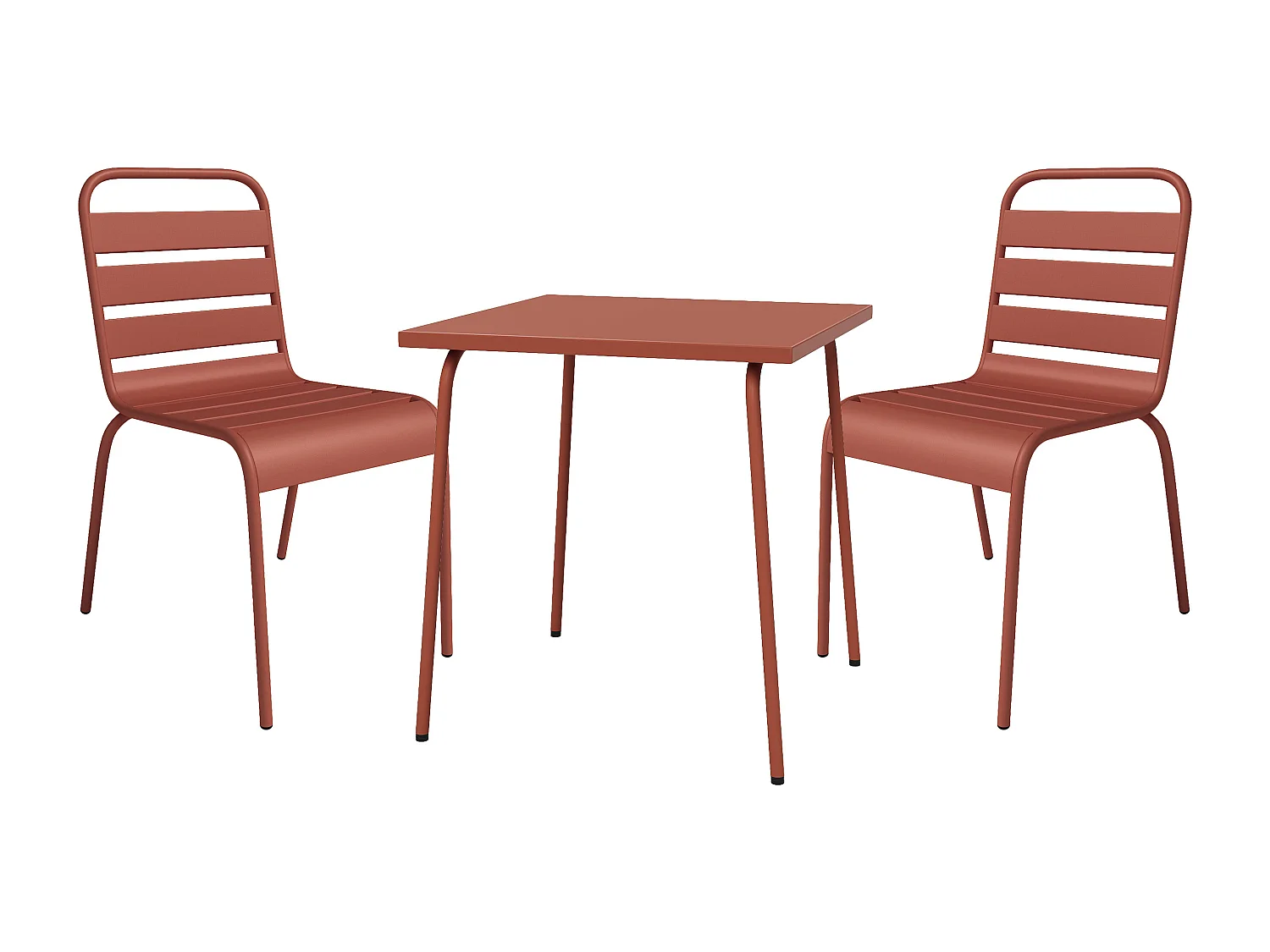 Salle à manger de jardin en métal - une table L.70 cm et 2 chaises empilables - Terracotta - MIRMANDE de MYLIA