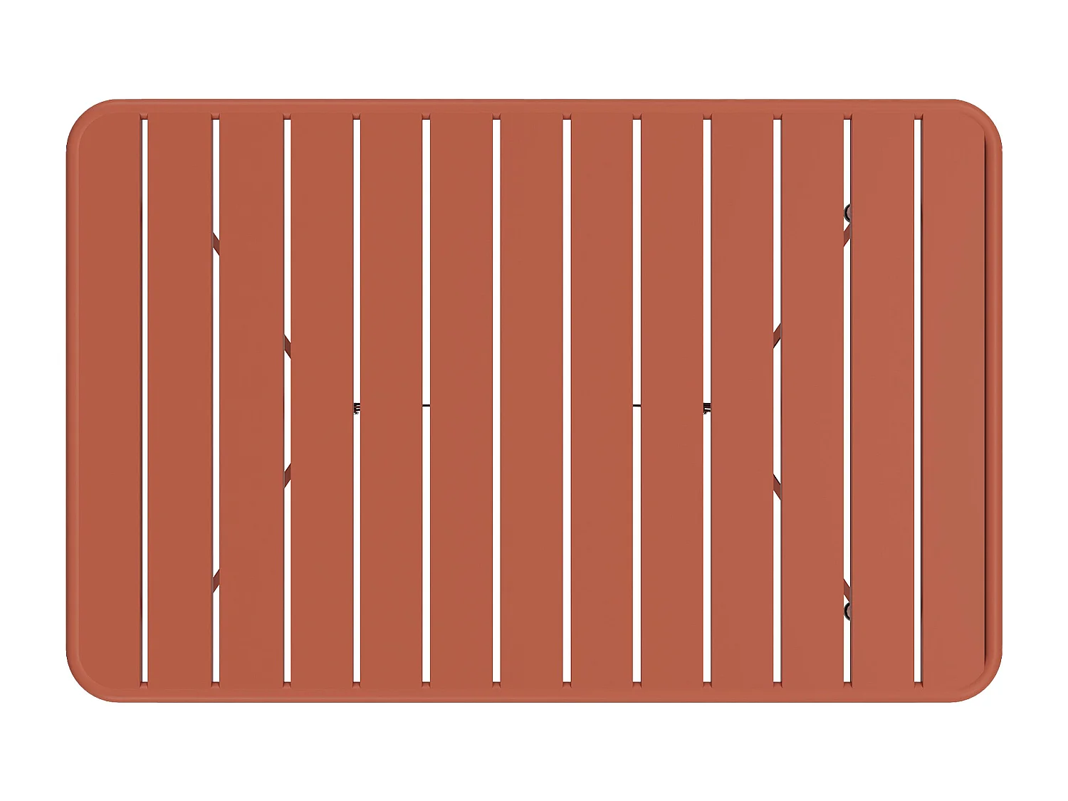Salle à manger de jardin en métal - une table pliante L.110 cm et 2 bancs - Terracotta - MIRMANDE de MYLIA