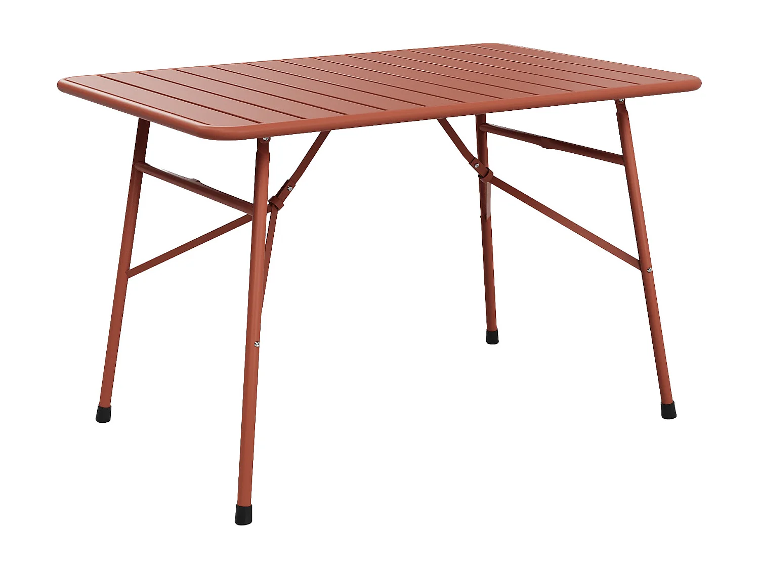 Salle à manger de jardin en métal - une table pliante L.110 cm et 2 bancs - Terracotta - MIRMANDE de MYLIA