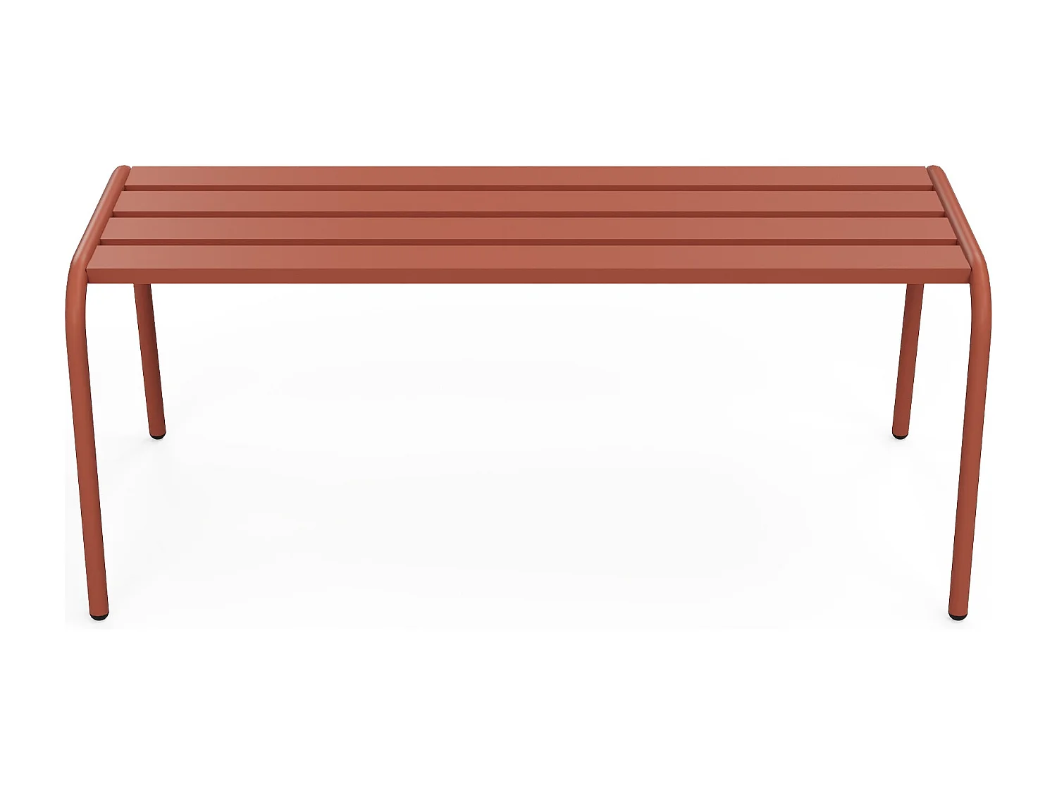 Salle à manger de jardin en métal - une table pliante L.110 cm et 2 bancs - Terracotta - MIRMANDE de MYLIA