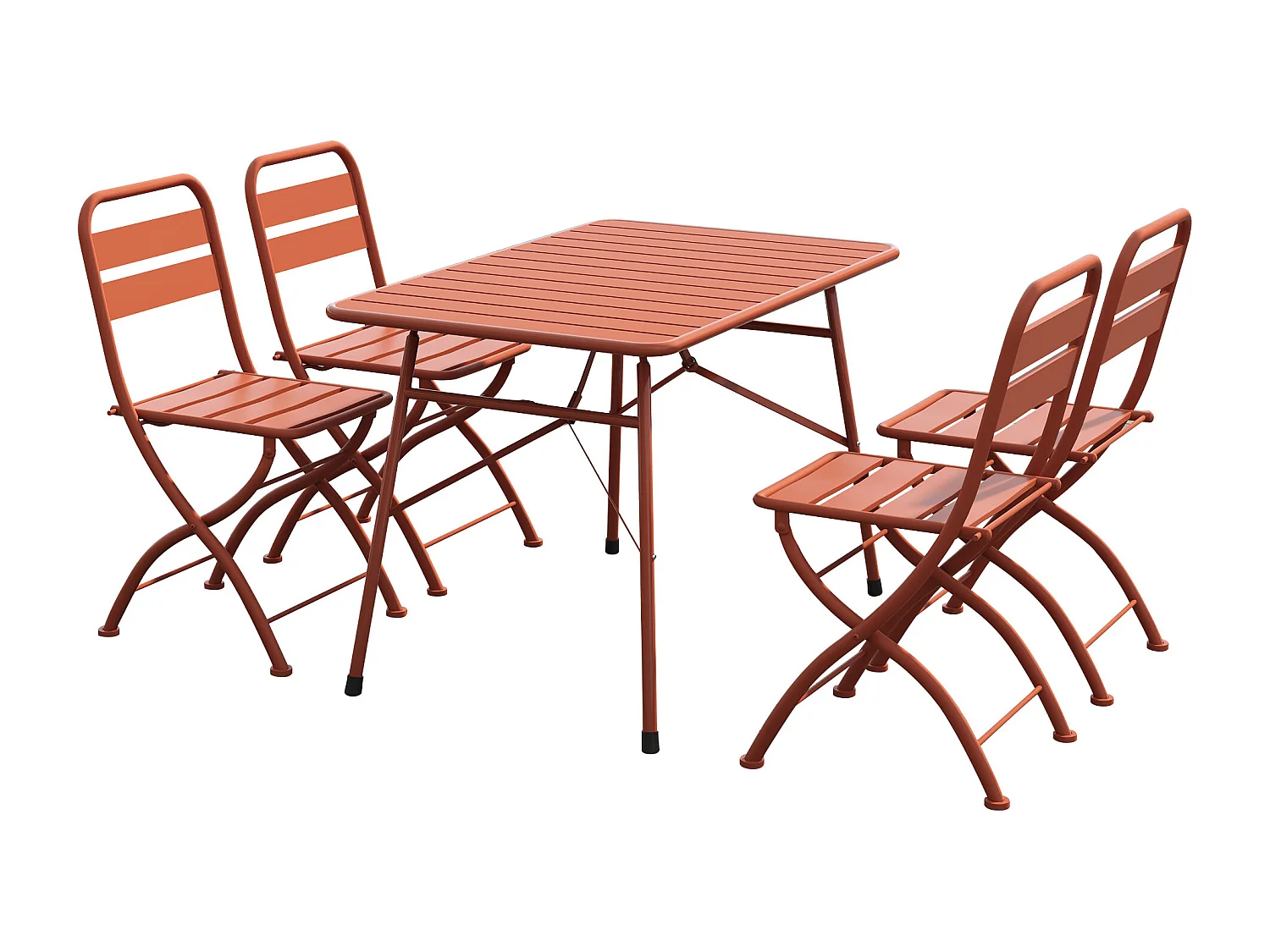Salle à manger de jardin pliante en métal - une table L.110 cm et 4 chaises - Terracotta - MIRMANDE de MYLIA