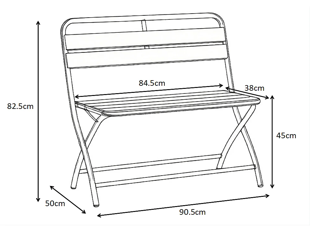 Salle à manger de jardin pliante en métal - une table L.110 cm et 2 bancs - Terracotta - MIRMANDE de MYLIA