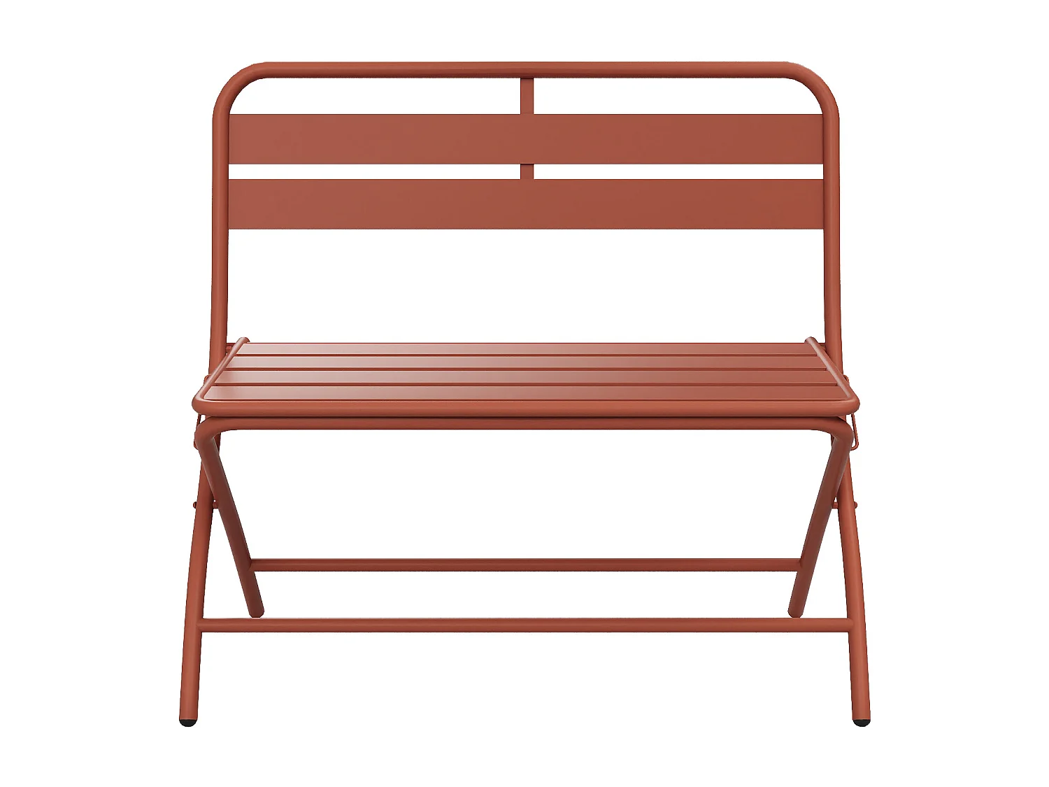Salle à manger de jardin pliante en métal - une table L.110 cm et 2 bancs - Terracotta - MIRMANDE de MYLIA