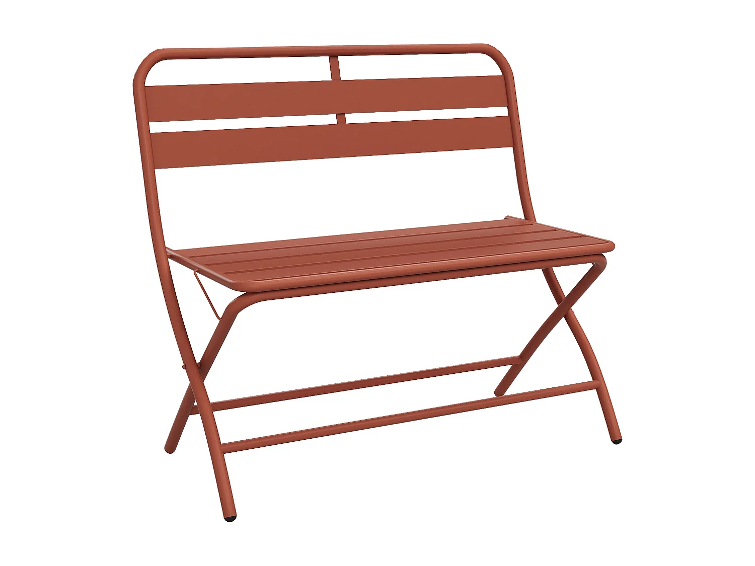 Salle à manger de jardin pliante en métal - une table L.110 cm et 2 bancs - Terracotta - MIRMANDE de MYLIA