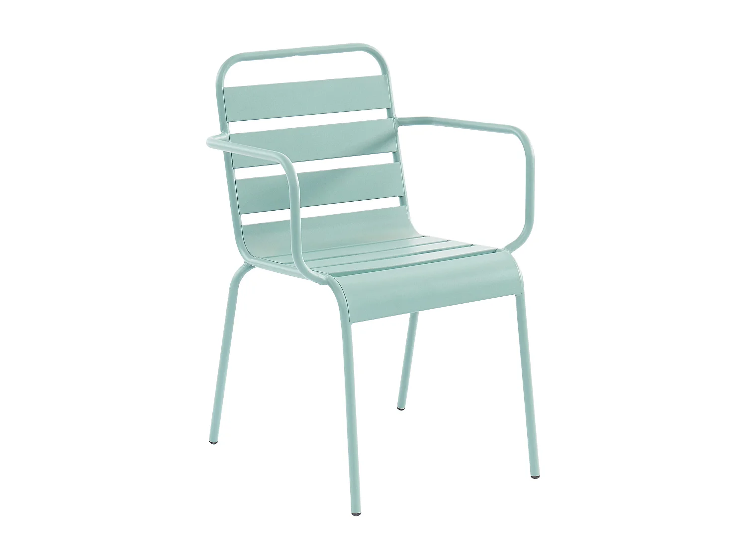 Tuineethoek van metaal - een tafel van 70 cm breed en 2 stapelbare fauteuils - Amandel groen - MIRMANDE van MYLIA