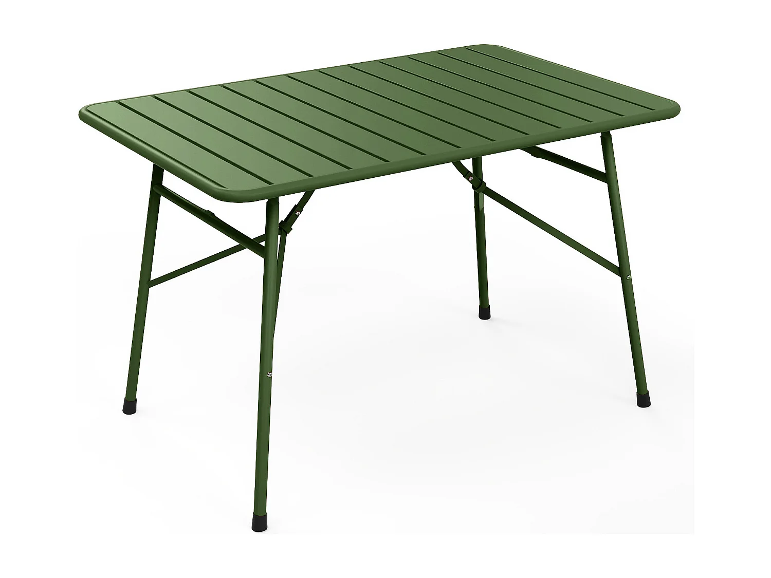 Salle à manger de jardin en métal - une table pliante L.110 cm et 2 bancs - Kaki - MIRMANDE de MYLIA