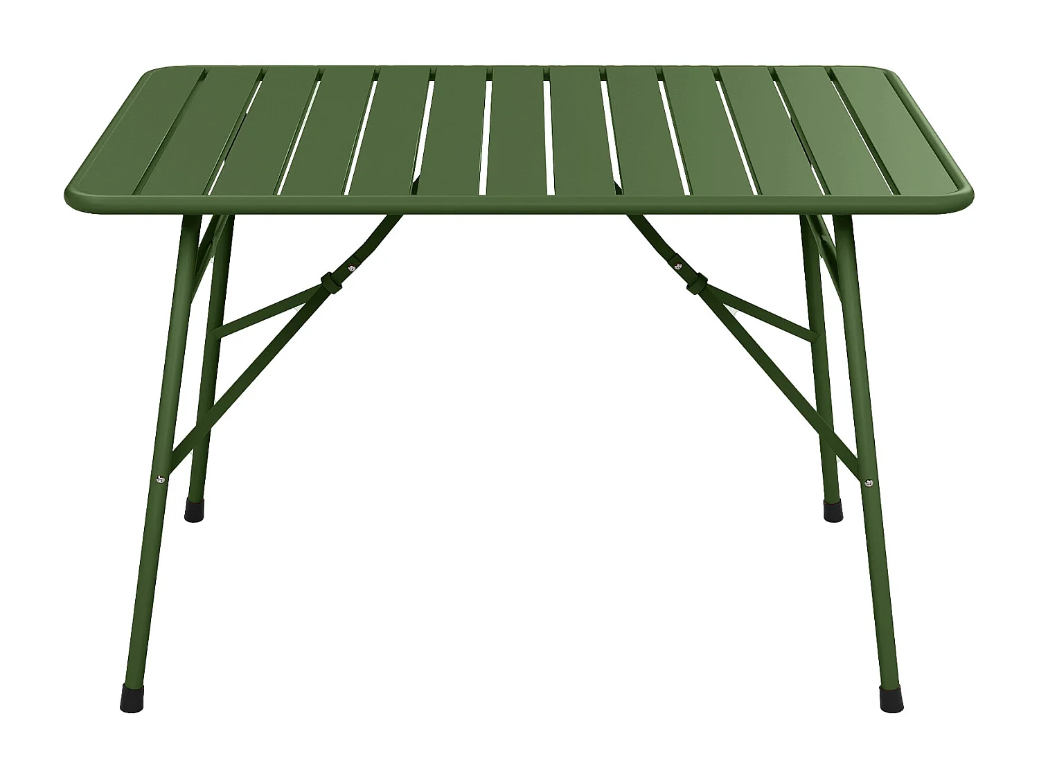 Salle à manger de jardin en métal - une table pliante L.110 cm et 2 bancs - Kaki - MIRMANDE de MYLIA