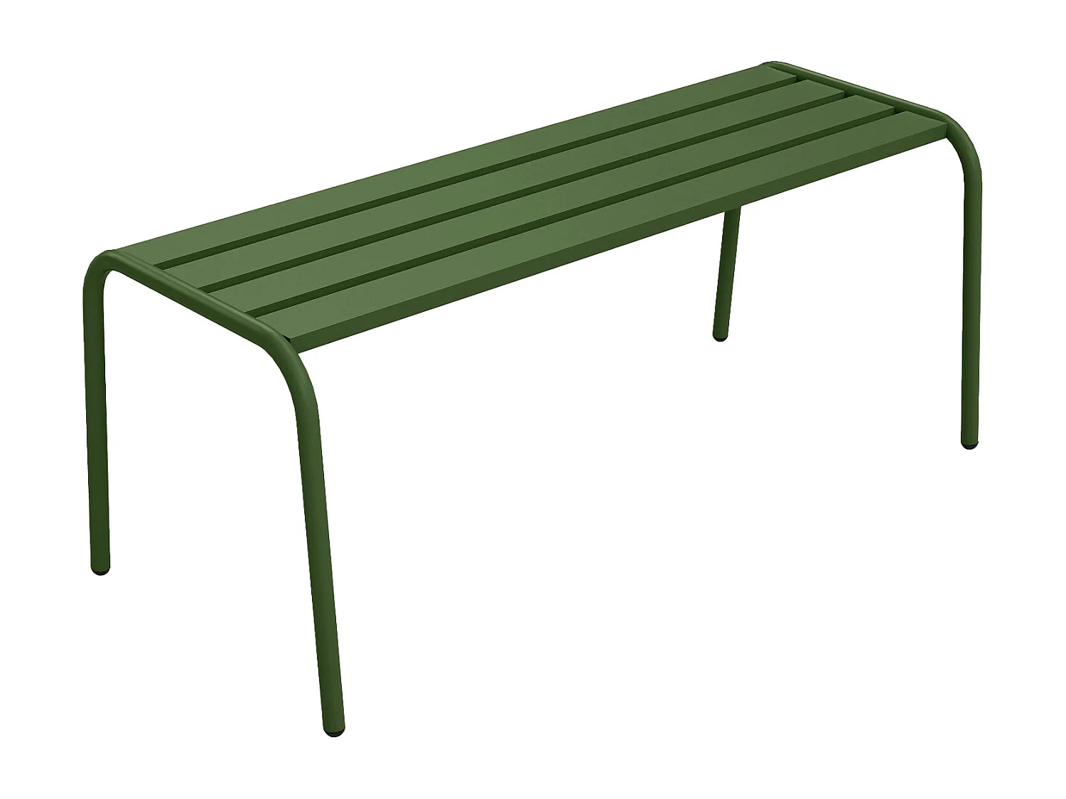 Salle à manger de jardin en métal - une table pliante L.110 cm et 2 bancs - Kaki - MIRMANDE de MYLIA