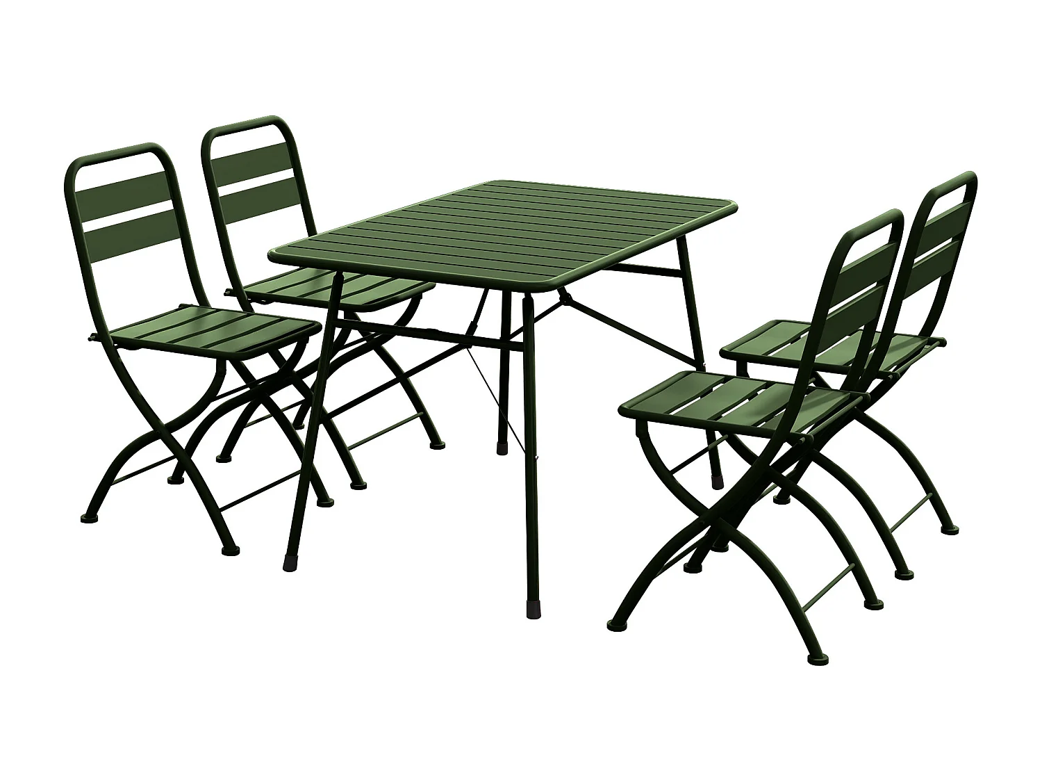Salle à manger de jardin pliante en métal - une table L.110 cm et 4 chaises - Kaki - MIRMANDE de MYLIA