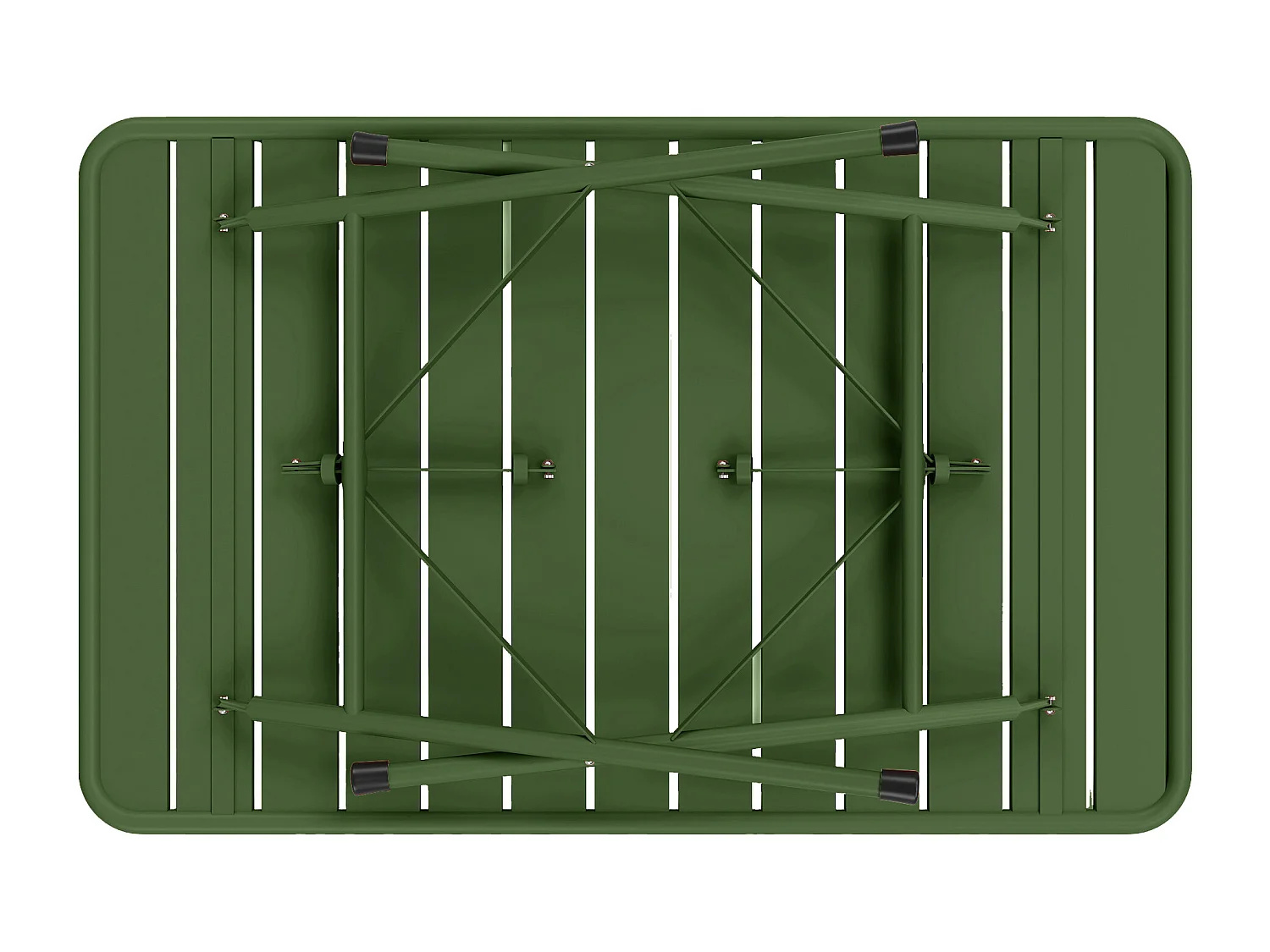 Salle à manger de jardin pliante en métal - une table L.110 cm et 2 bancs - Kaki - MIRMANDE de MYLIA