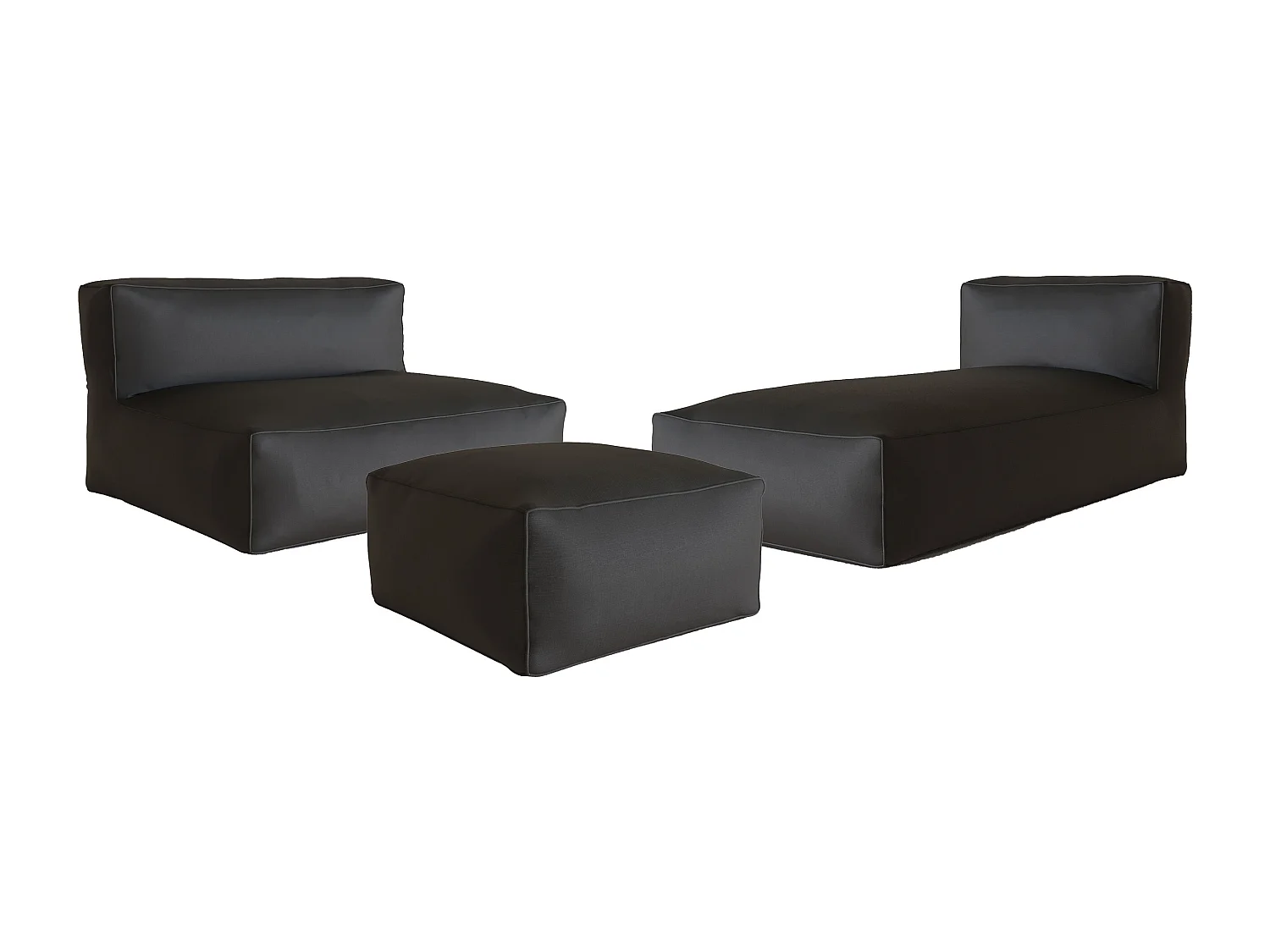 Salon de jardin en tissu 4 places : 1 canapé, 1 méridienne et un pouf - Terracotta - NOUMARA de MYLIA