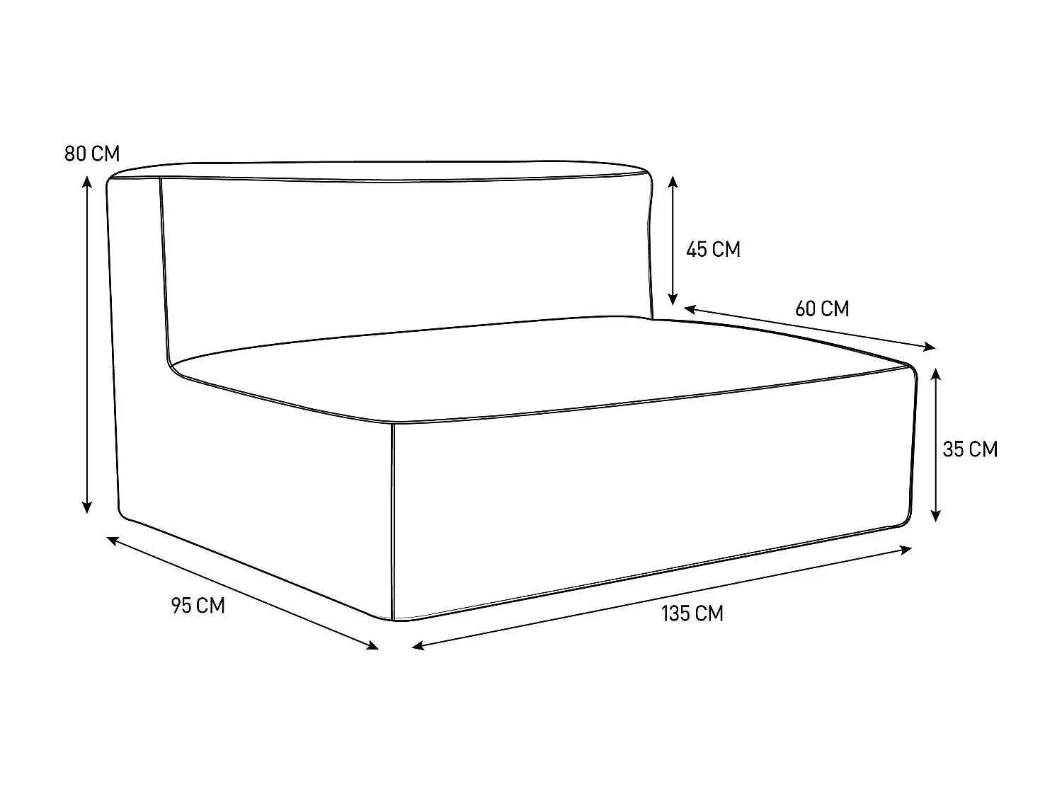 Tuinsalon van stof voor 4 personen: 1 zitbank, 1 chaise longue en een poef - Terracotta - NOUMARA van MYLIA