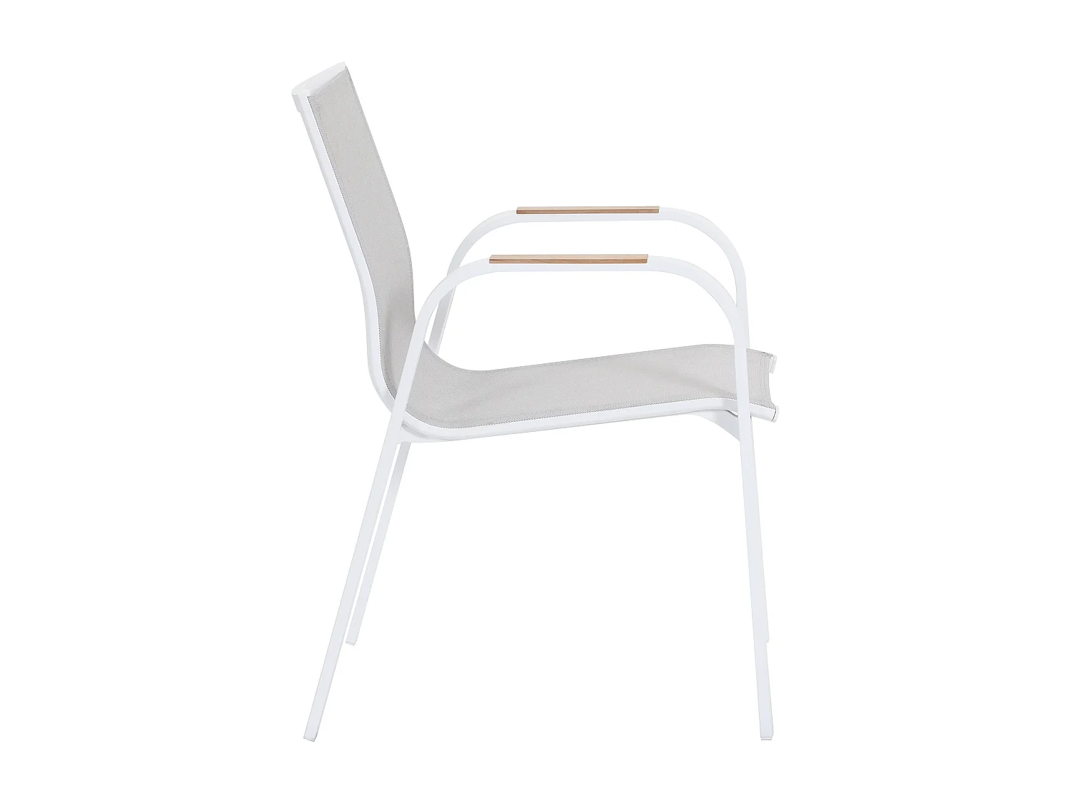 Sala de jantar de jardim em alumínio: mesa extensível em alumínio C.155/246 cm e 6 poltronas de braço - Natural claro e branco - SERUNO da MYLIA