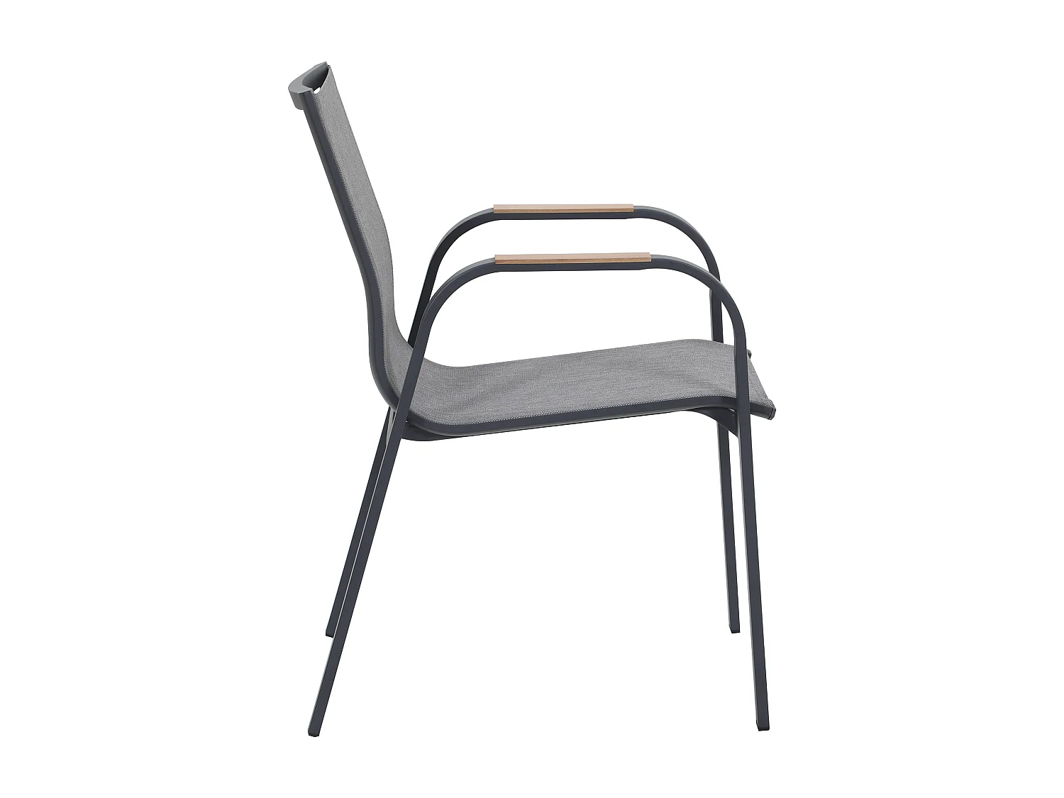 Lot de 2 fauteuils de jardin empilables en aluminium et textilène - Anthracite - ZEYVA de MYLIA