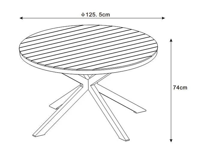 Conjunto de sala de jantar de jardim em alumínio: mesa redonda D.125 cm e 4 poltronas - Branco e natural claro - ZEYVA da MYLIA