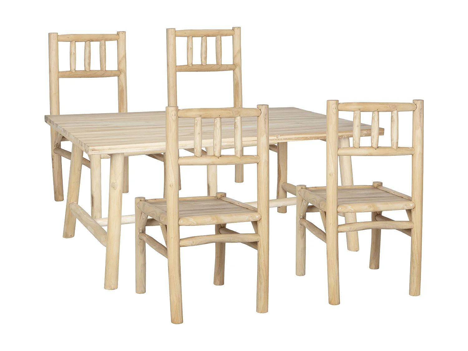 Sala de jantar de jardim em teca: mesa C.180 cm e 4 cadeiras - Natural claro - TULUM da MYLIA