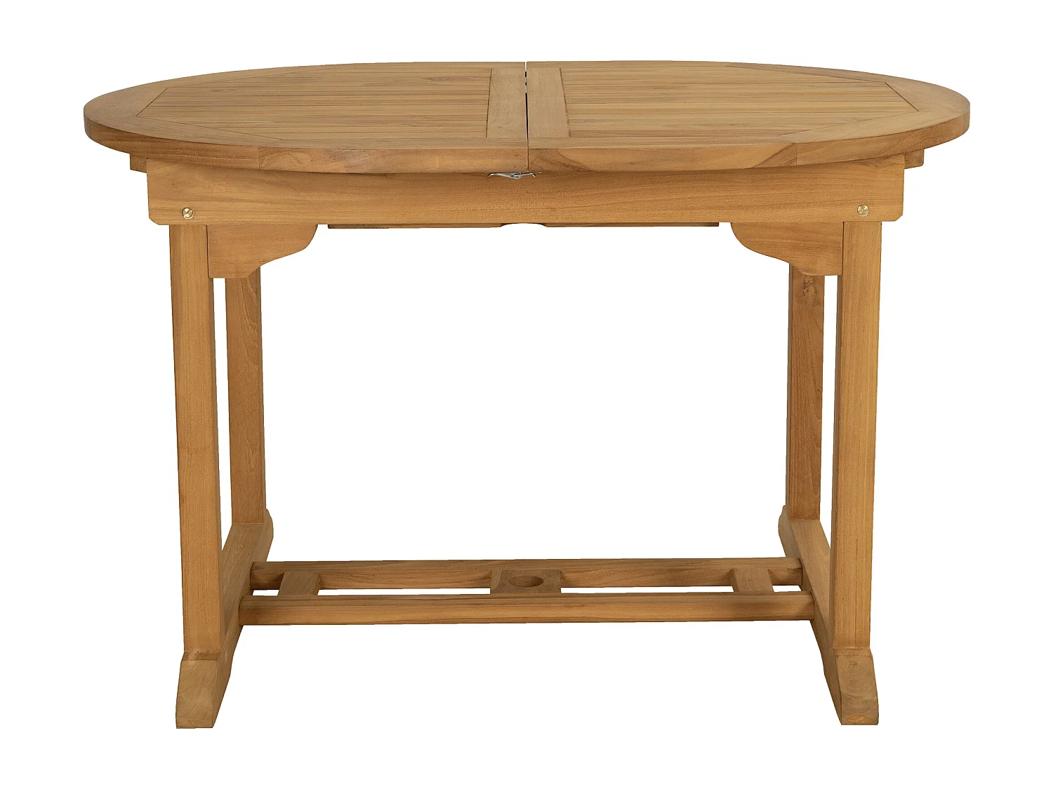 Salle à manger de jardin en teck : une table extensible L.120 / 170 cm et 4 fauteuils pliants - Naturel clair - BYBLOS II de MYLIA