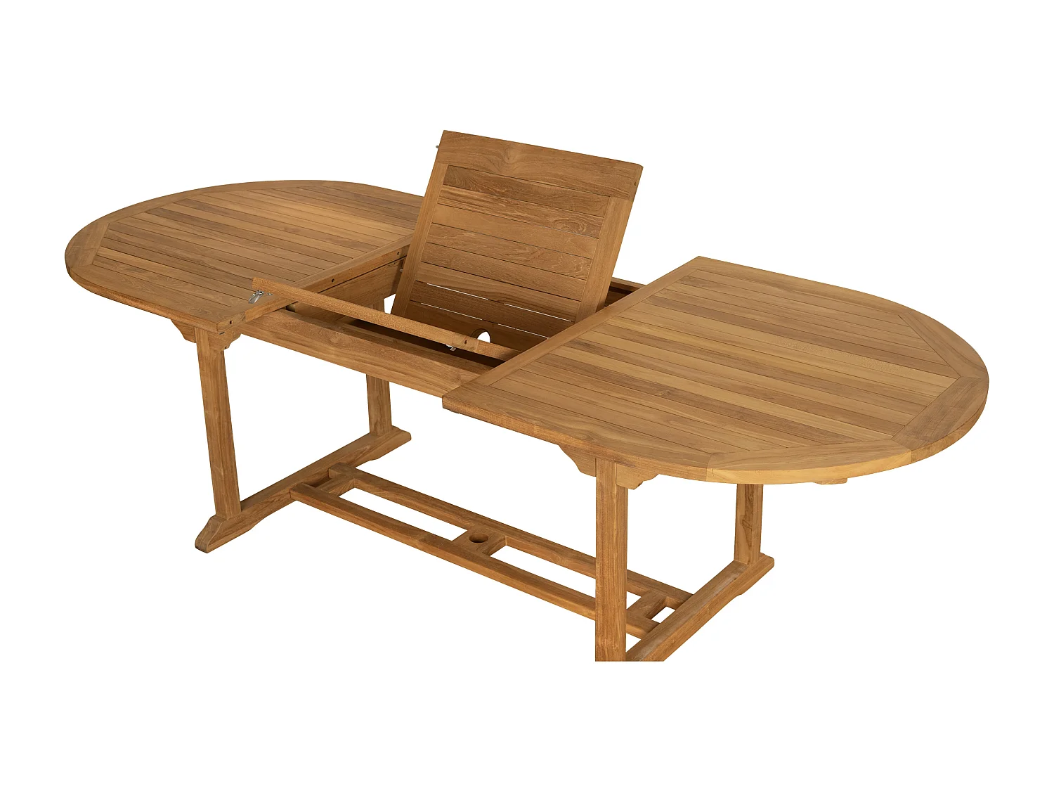 Salle à manger de jardin en teck : une table extensible L.180 / 240 cm et 6 fauteuils pliants - Naturel clair - BYBLOS II de MYLIA