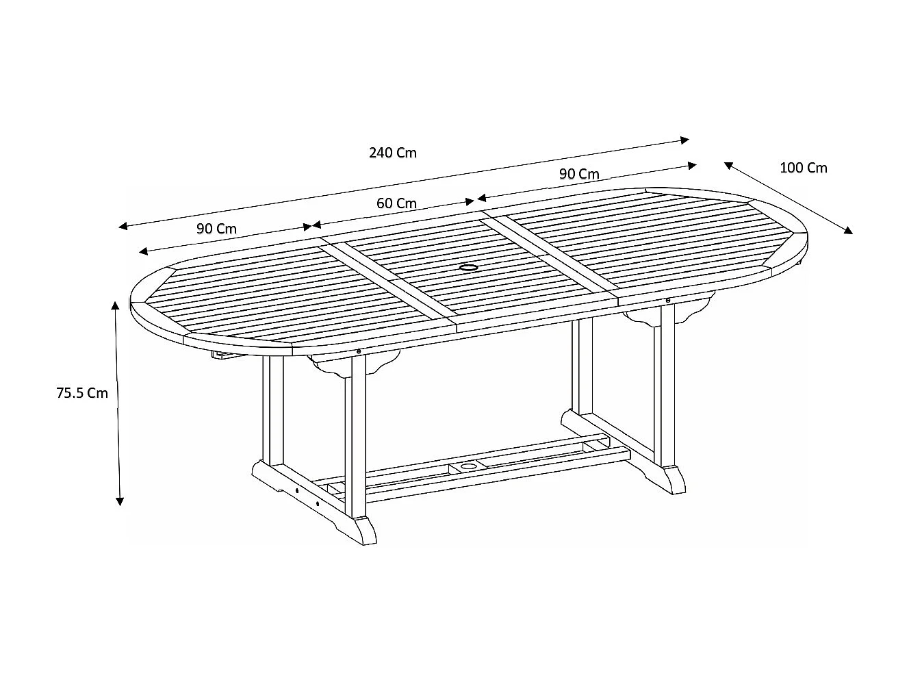 Salle à manger de jardin en teck : une table extensible L.180 / 240 cm et 6 fauteuils pliants - Naturel clair - BYBLOS II de MYLIA