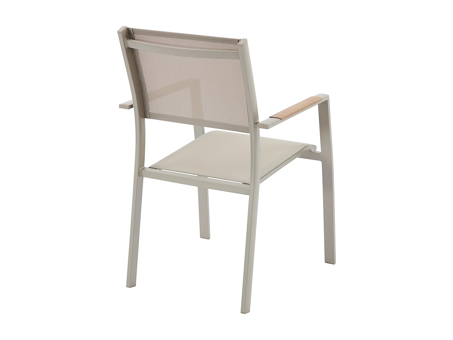 Salle à manger de jardin en aluminium : une table ronde extensible L.150/200 cm et 6 fauteuils empilables - Taupe - YOHA de MYLIA