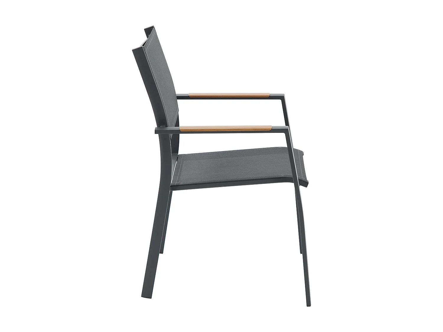 Salle à manger de jardin en aluminium : une table ronde extensible L.150/200 cm et 6 fauteuils empilables - Anthracite - YOHA de MYLIA
