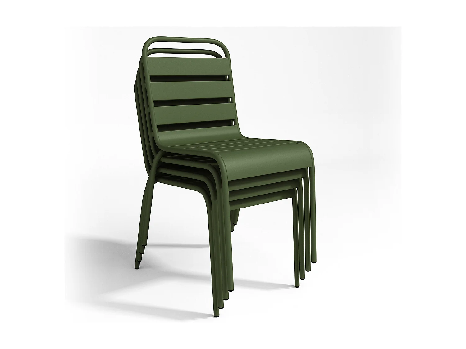 Sala da pranzo da giardino un tavolo L.200 cm e 8 sedie impilabili  in Metallo Kaki - MIRMANDE di MYLIA