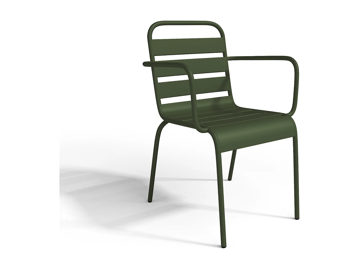 Salle à manger de jardin en métal - une table L.200 cm et 8 fauteuils empilables - Kaki - MIRMANDE de MYLIA