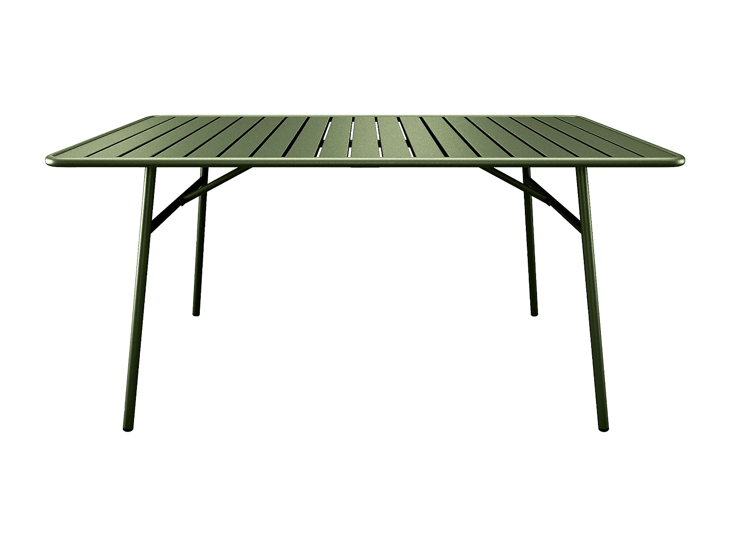 Salle à manger de jardin en métal - une table L.200 cm et 8 fauteuils empilables - Kaki - MIRMANDE de MYLIA