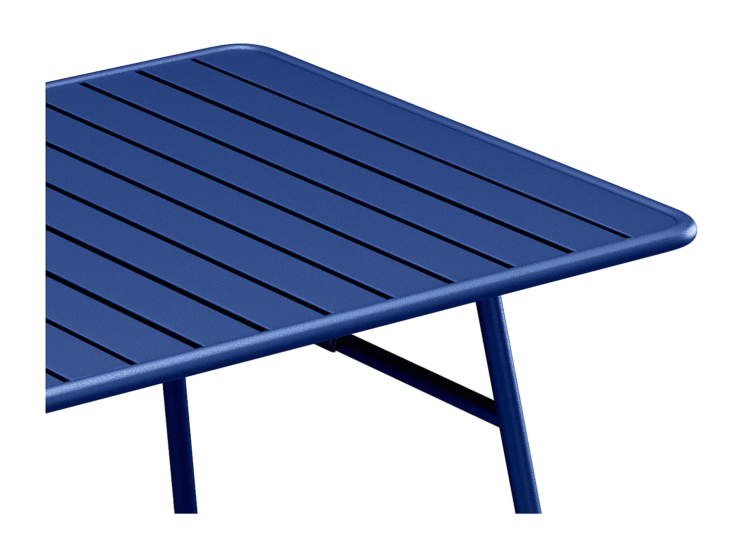 Salle à manger de jardin en métal - une table L.200 cm et 8 chaises empilables - Bleu nuit - MIRMANDE de MYLIA
