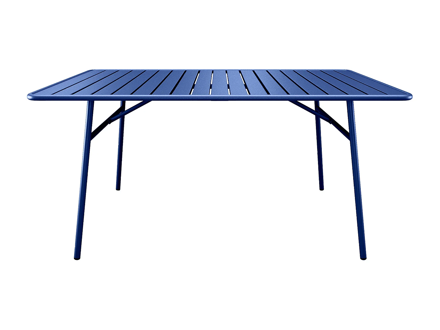 Salle à manger de jardin en métal - une table L.200 cm et 8 chaises empilables - Bleu nuit - MIRMANDE de MYLIA