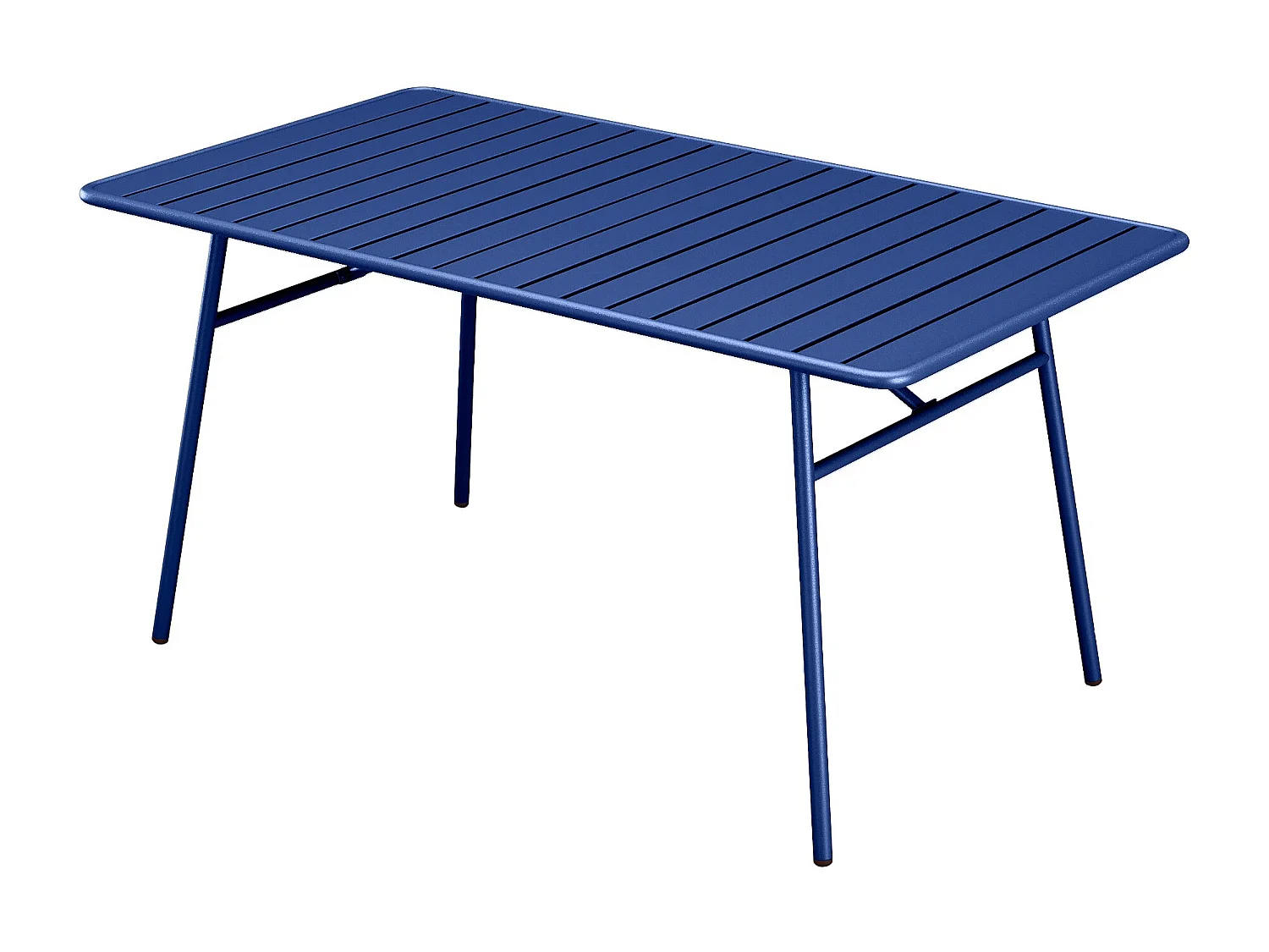 Salle à manger de jardin en métal - une table L.200 cm et 8 chaises empilables - Bleu nuit - MIRMANDE de MYLIA