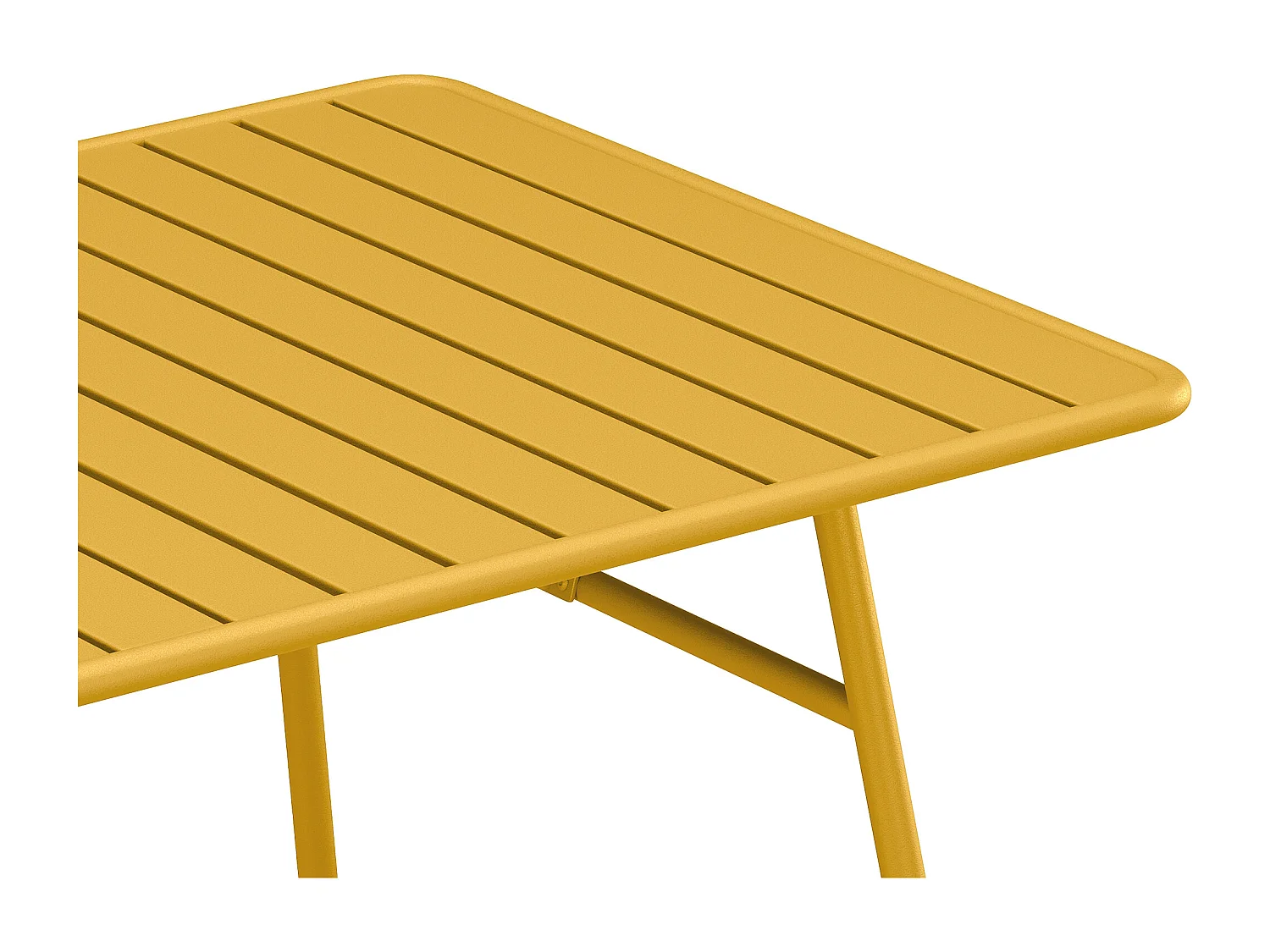 Salle à manger de jardin en métal - une table L.200 cm et 8 chaises empilables - Jaune moutarde - MIRMANDE de MYLIA