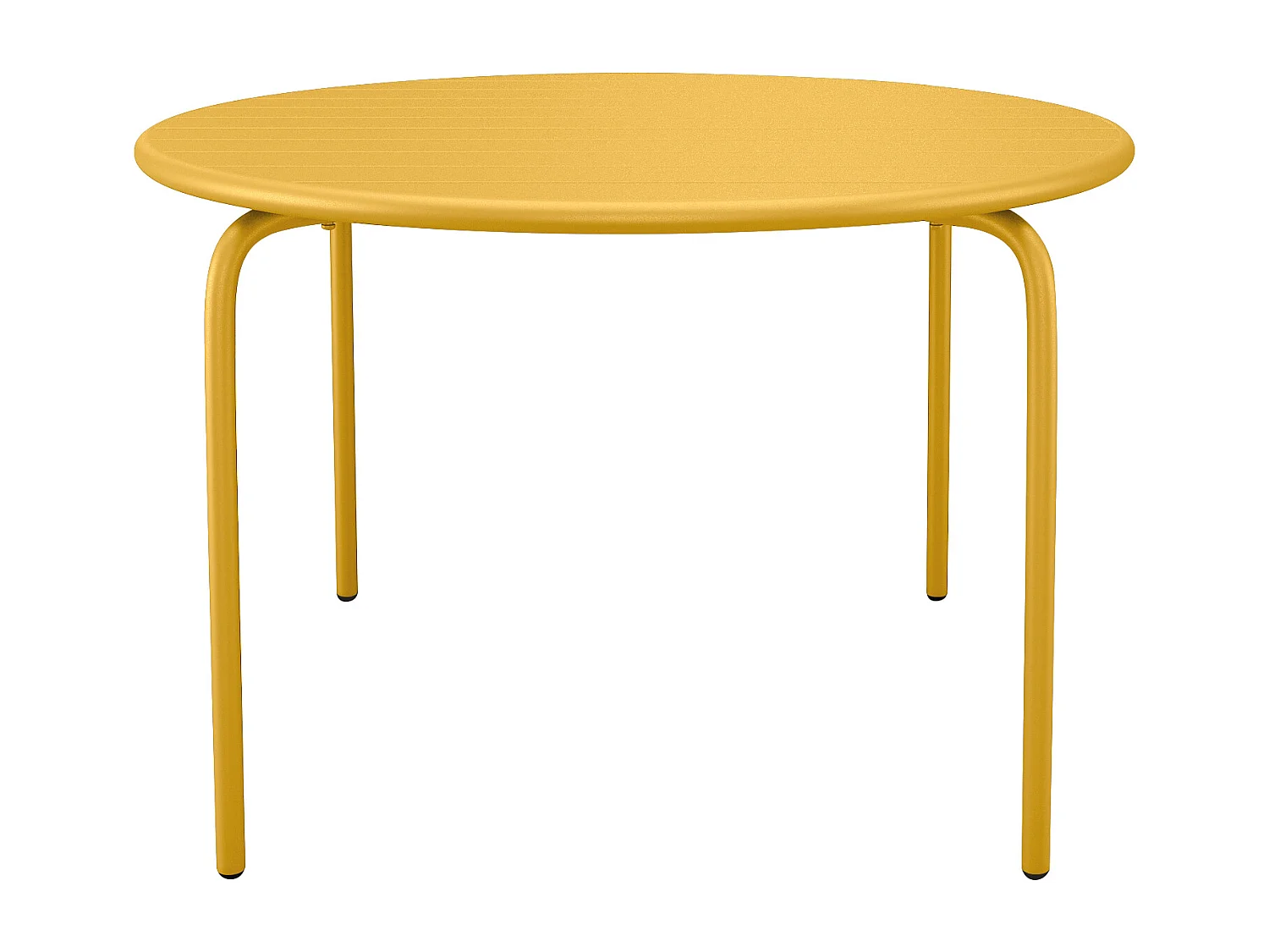 Salle à manger de jardin en métal - une table ronde D.130cm et 6 chaises empilables - Jaune moutarde - MIRMANDE de MYLIA