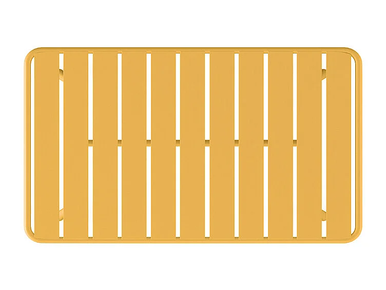 Conjunto de jardim em metal: um banco, 2 cadeirões baixos e uma mesa de centro - Amarelo mostarda - MIRMANDE de MYLIA