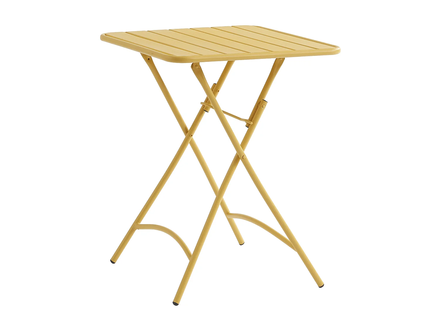 Salle à manger de jardin pliante en métal - une table L.60 cm et 2 chaises pliantes - Jaune moutarde - MIRMANDE de MYLIA