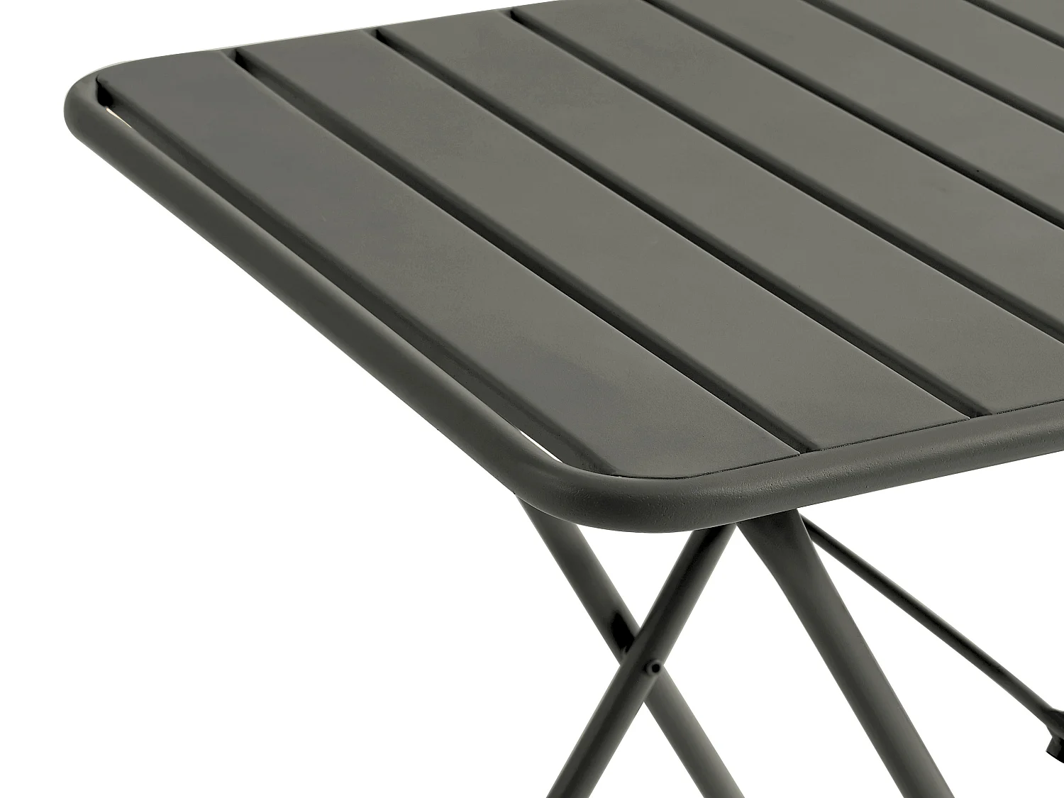 Salle à manger de jardin pliante en métal - une table L.60 cm et 2 chaises pliantes - Gris anthracite - MIRMANDE de MYLIA
