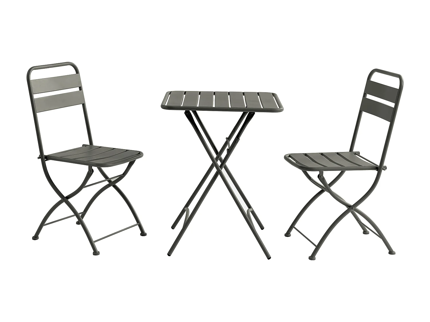 Salle à manger de jardin pliante en métal - une table L.60 cm et 2 chaises pliantes - Gris anthracite - MIRMANDE de MYLIA