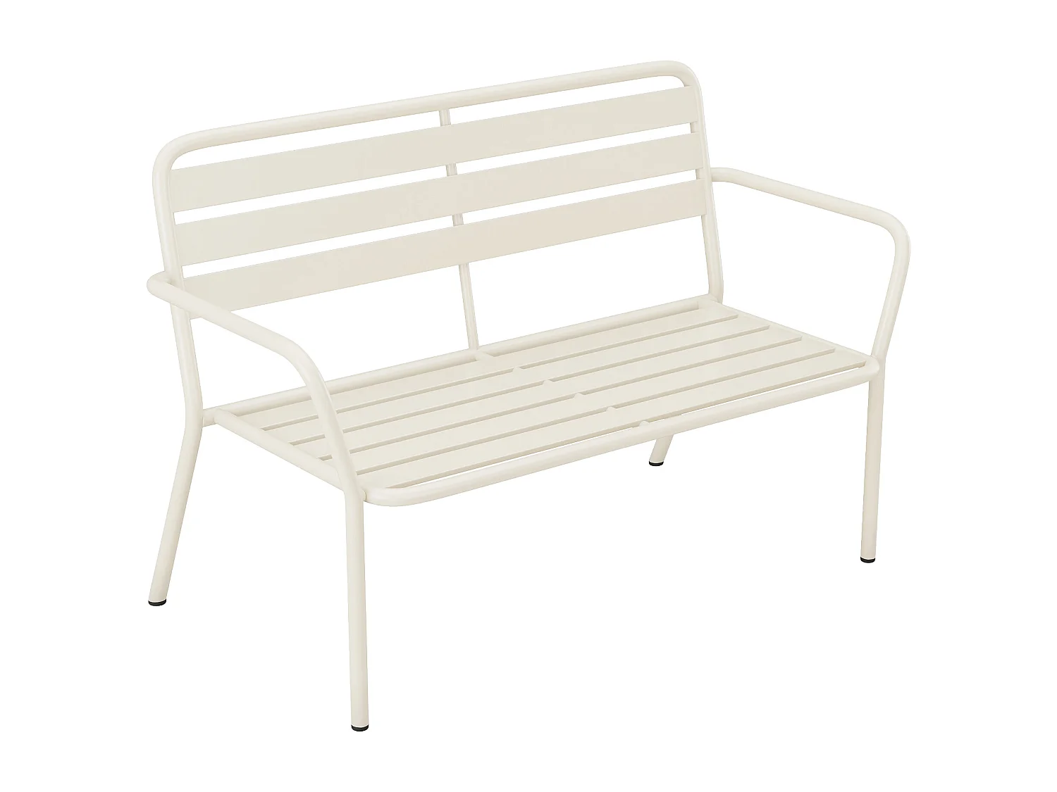 Set da giardino in metallo: una panchina, 2 poltrone basse e un tavolino - Beige - MIRMANDE di MYLIA