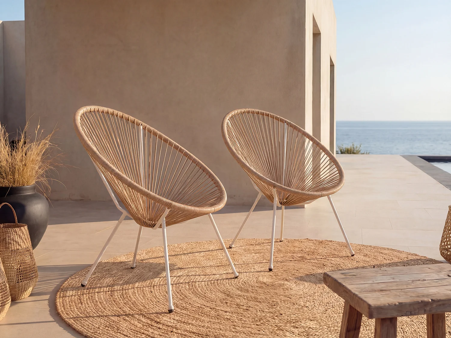 Lot de 2 fauteuils de jardin en fils de résine tressés - Naturel clair - ALIOS III de MYLIA
