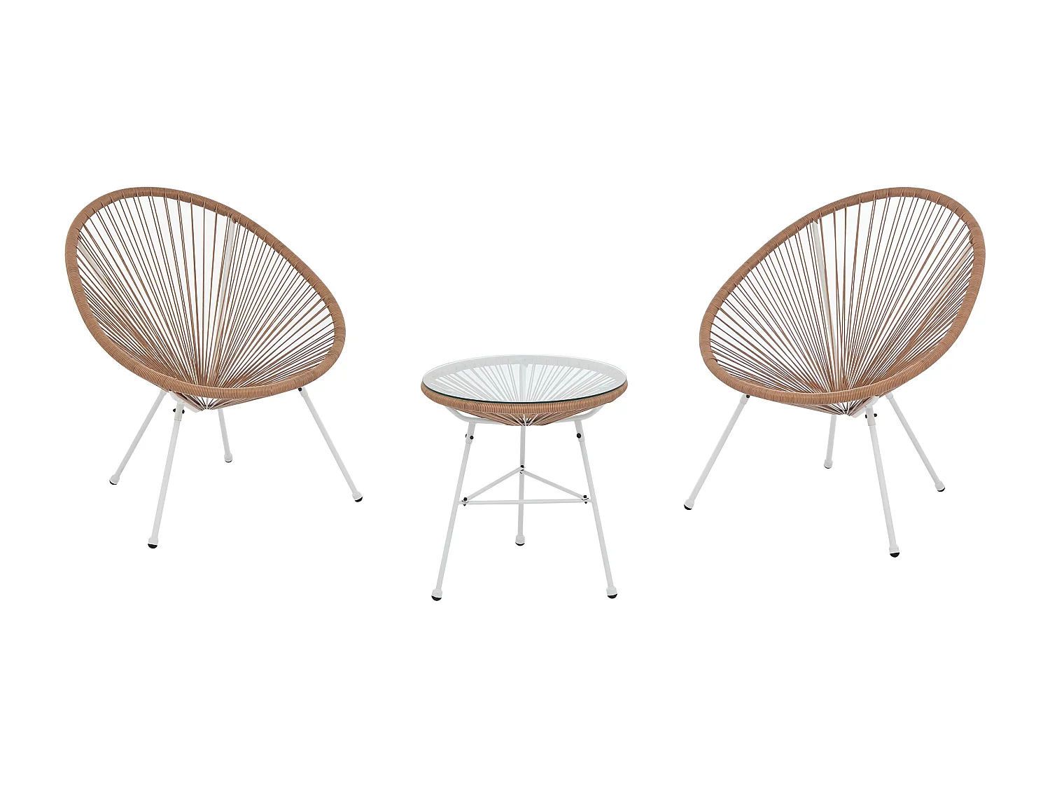 Salon de jardin en fils de résine tressés : 2 fauteuils et une table - Naturel clair - ALIOS III de MYLIA