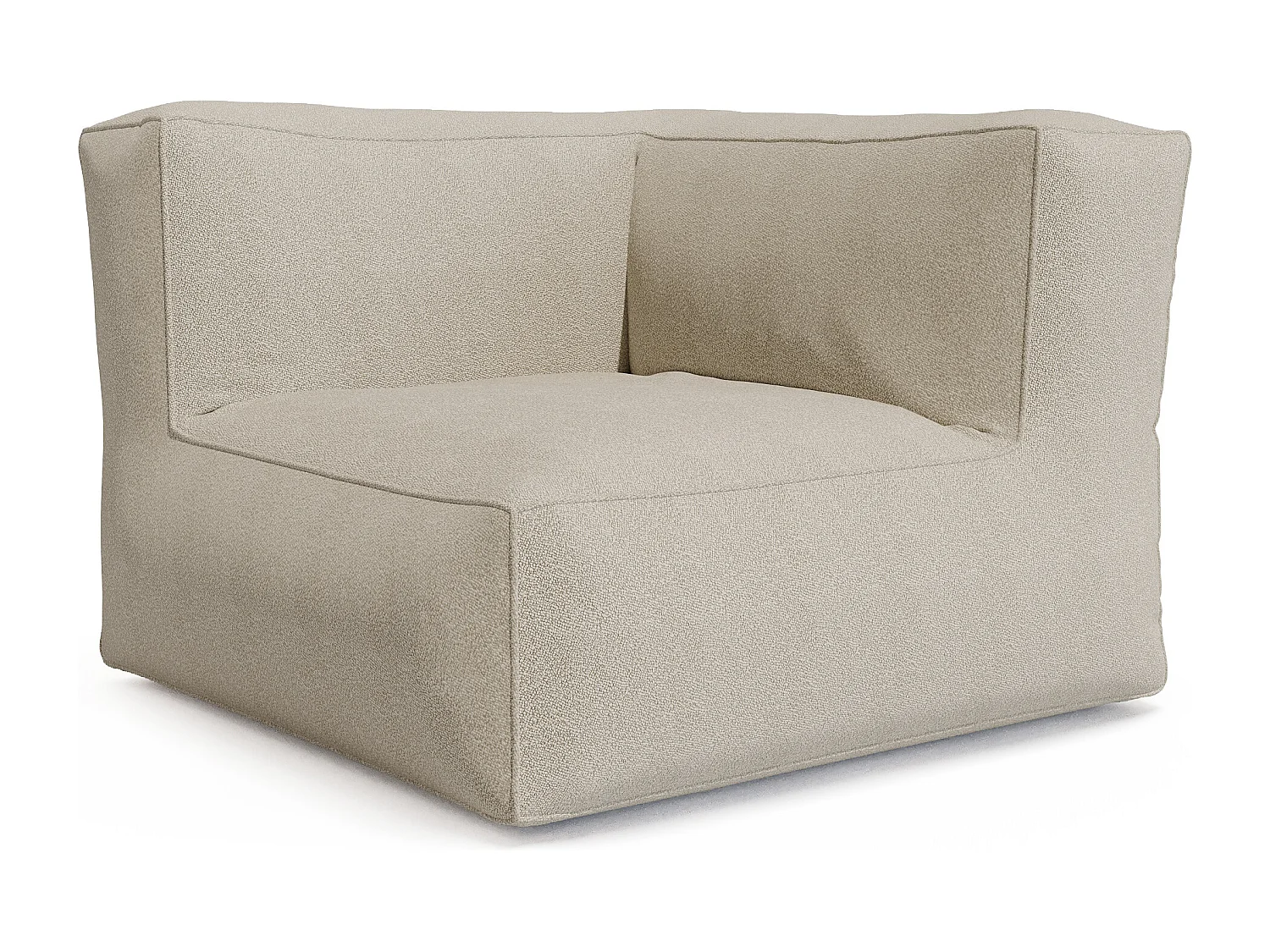 Salon de jardin en tissu bouclette 4 places : 1 fauteuil, 1 angle, 1 méridienne et 1 pouf - Beige - NOUMARA de MYLIA