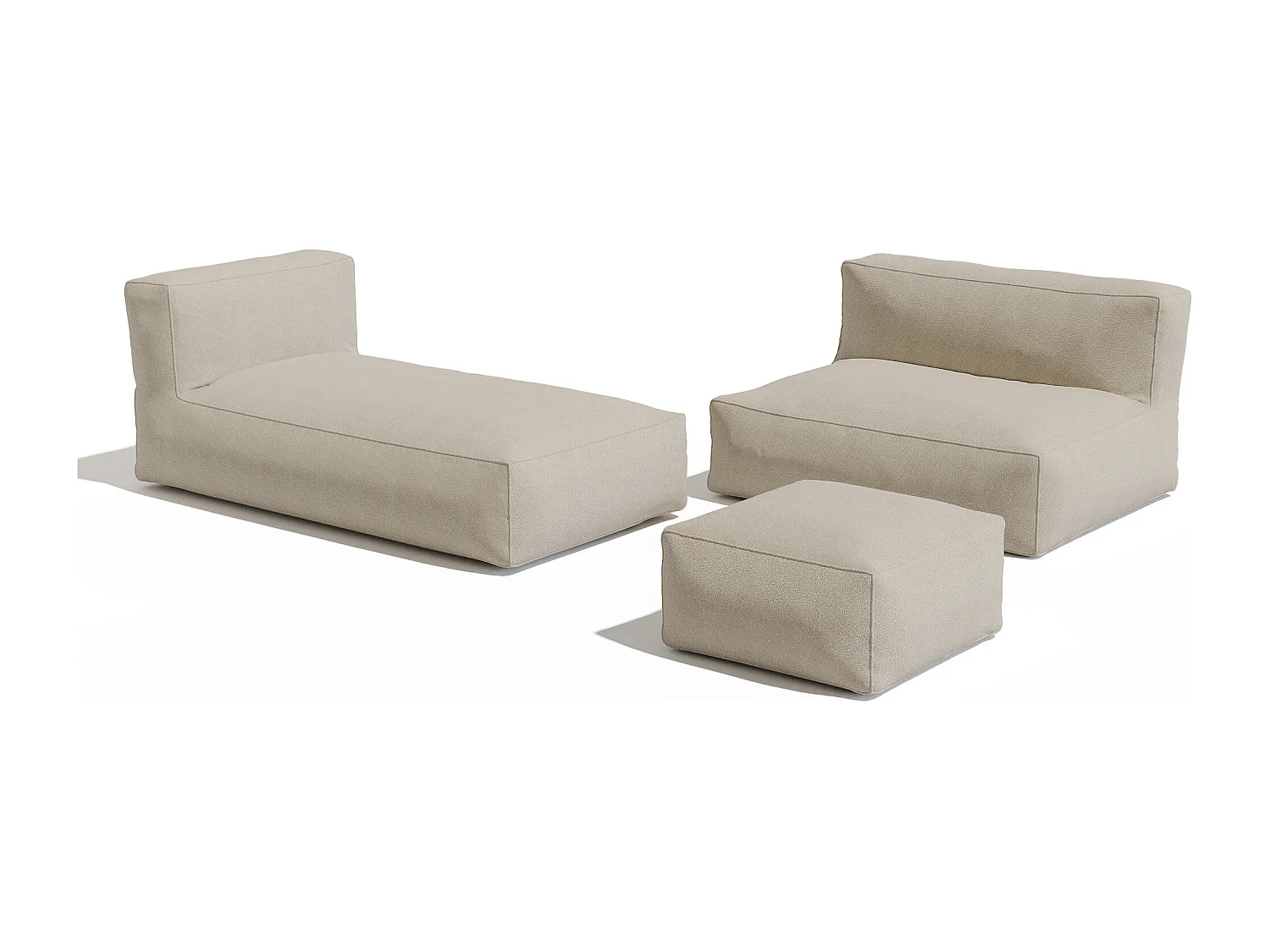 Salon de jardin en tissu bouclette 4 places : 1 canapé, 1 méridienne et un pouf - Beige - NOUMARA de MYLIA